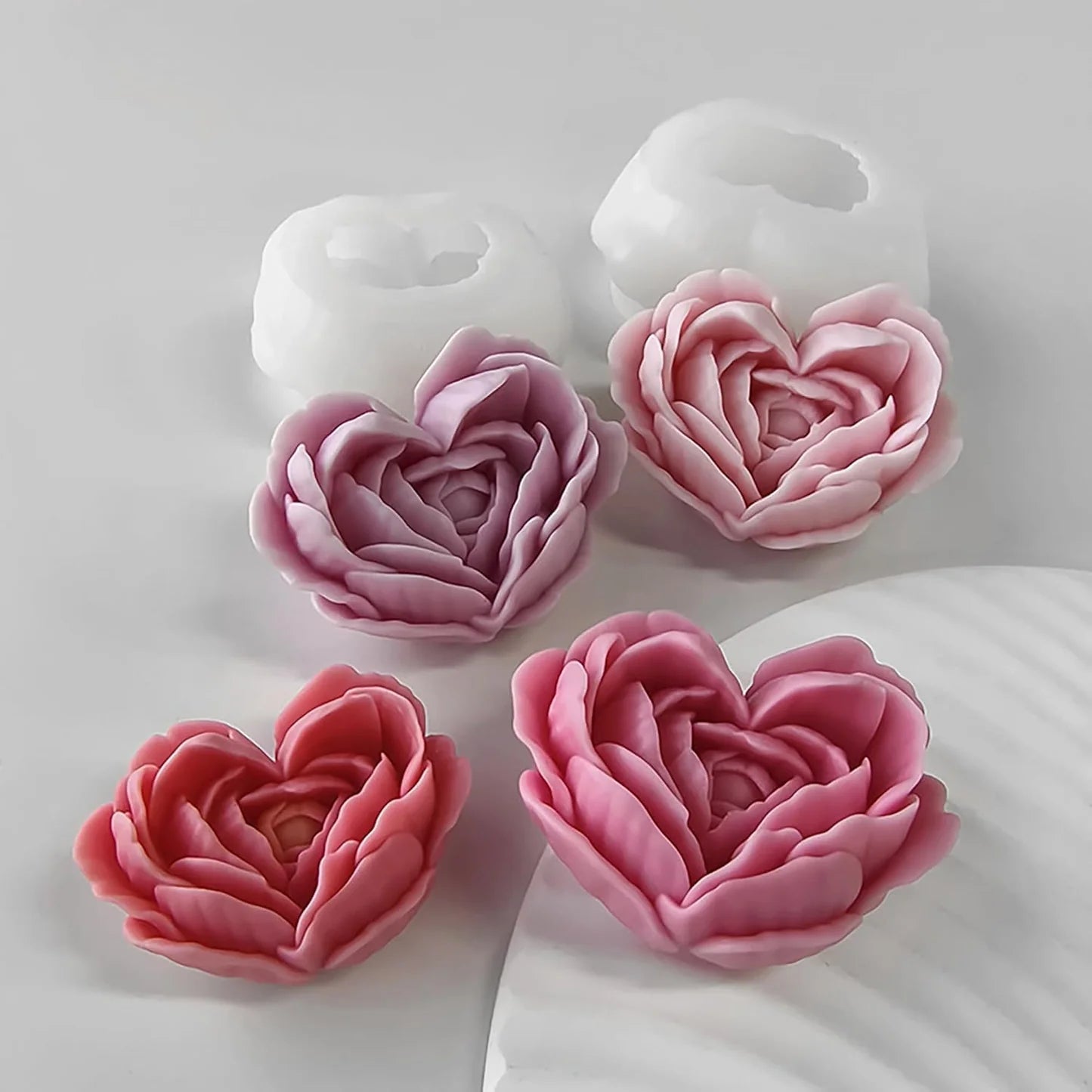 Heart rose candle mould
