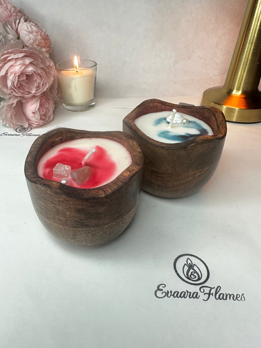 Wooden Waved Bowl - Jar Candle