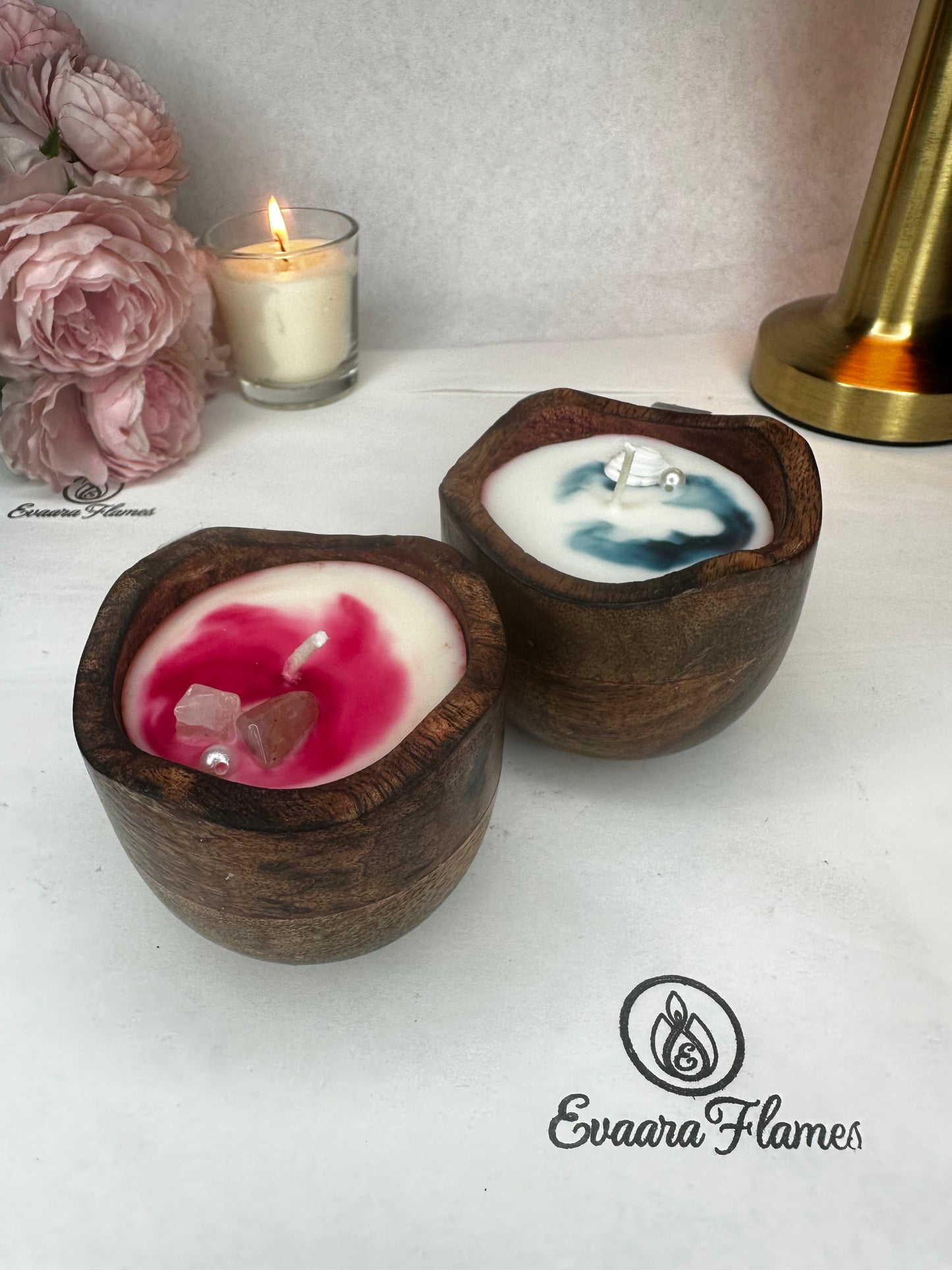 Wooden Waved Bowl - Jar Candle