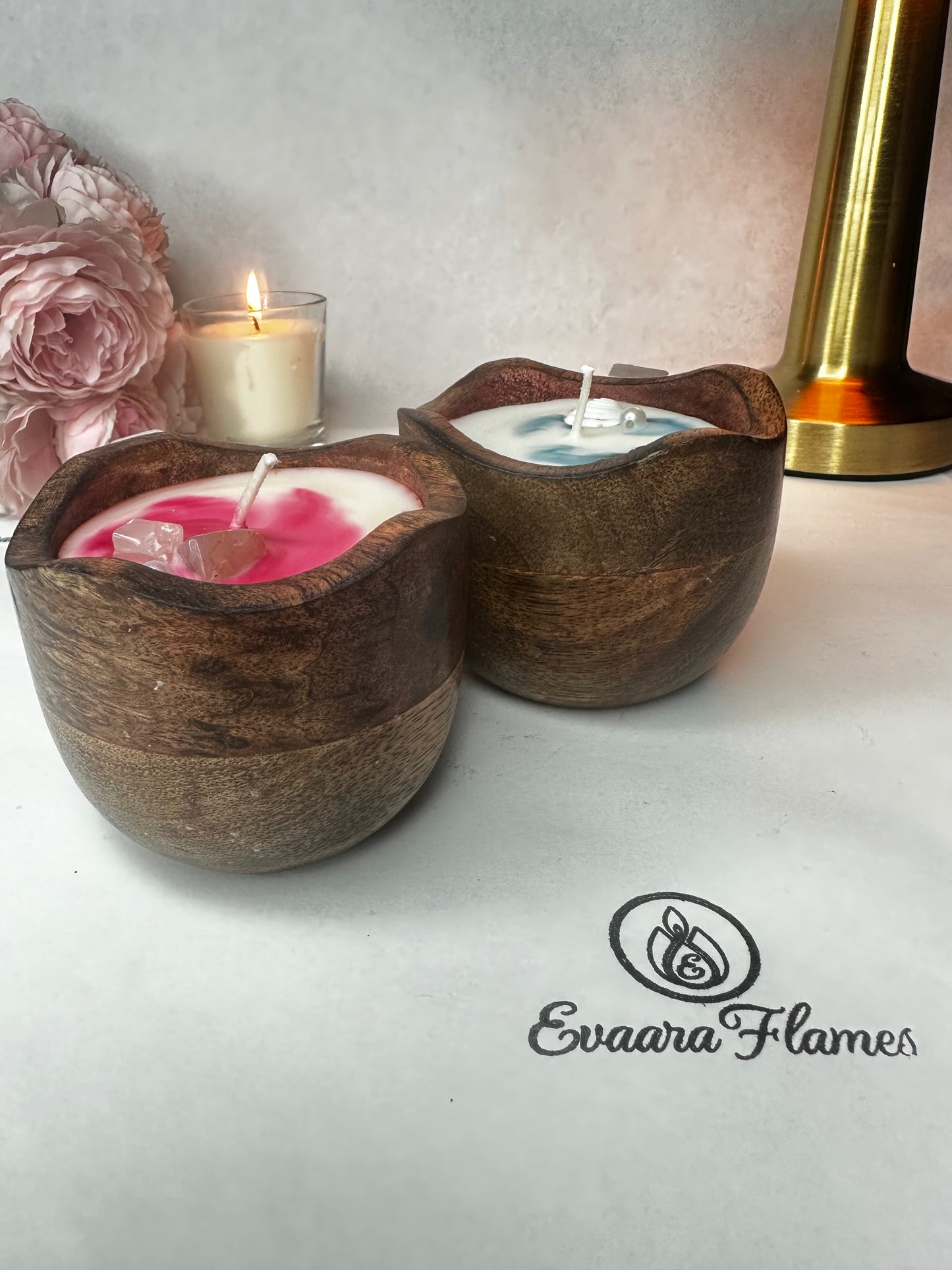Wooden Waved Bowl - Jar Candle