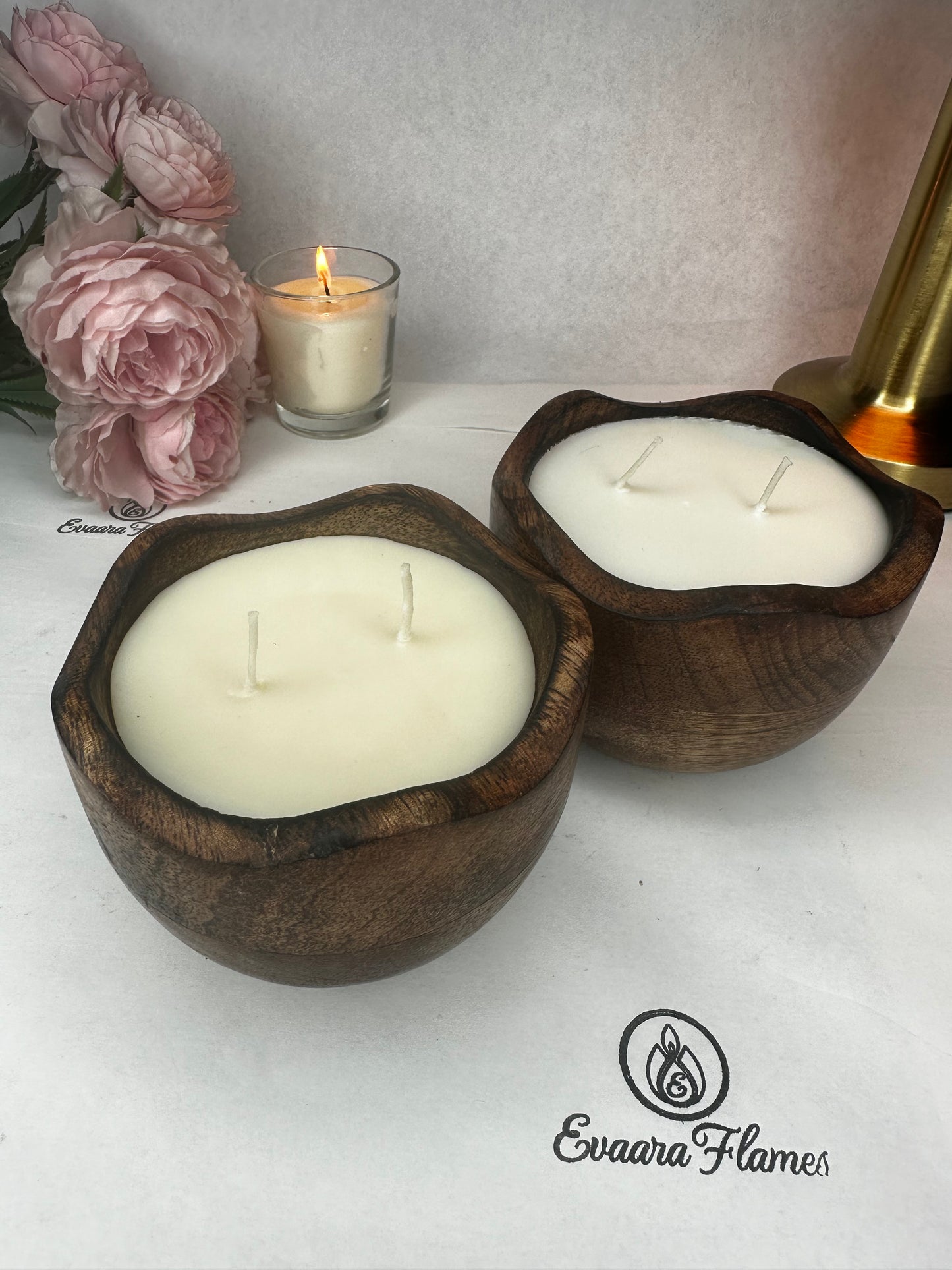 Wooden Waved Bowl - Jar Candle